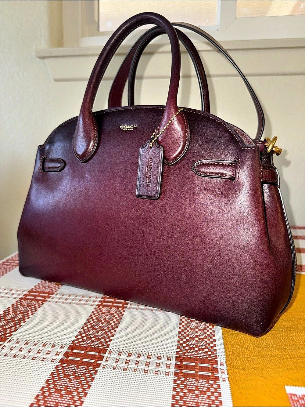 COACH Soft Empire 28 Leather Satchel in Merlot NWT - Picture 3 of 5